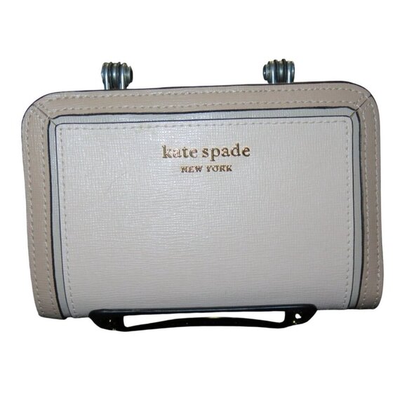 Kate Spade Bifold Cream & Pale Blush Pink Colorblock Leather Wallet NWT - Picture 1 of 12